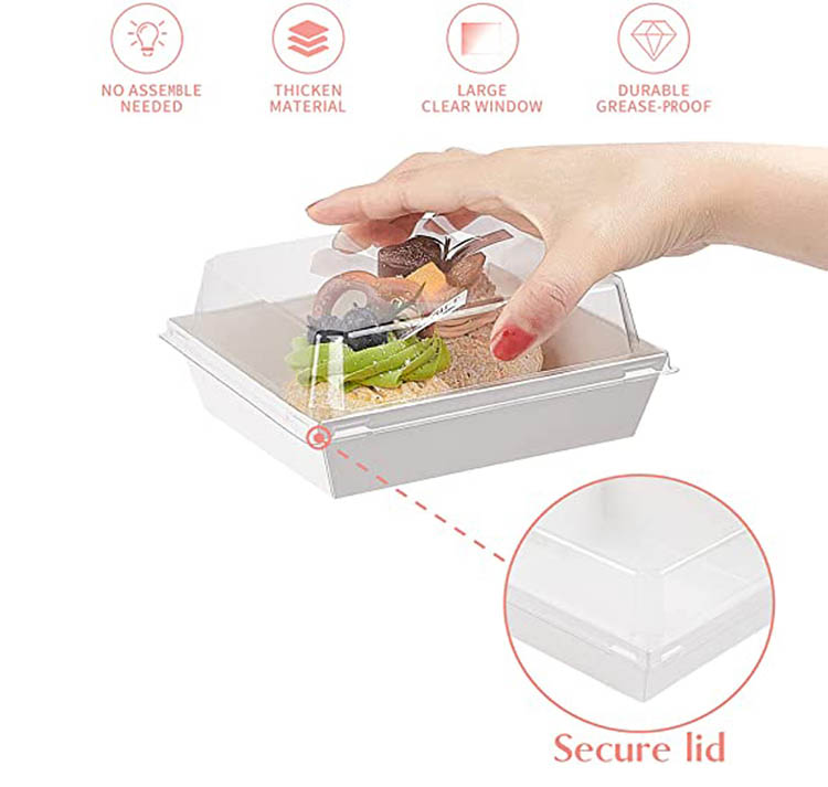 Sandwich-Papierbox mit durchsichtigen Deckeln