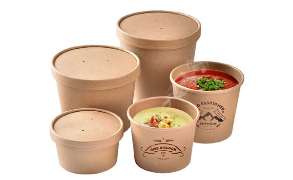 umweltfreundlich und biologisch abbaubar verpackte Suppenschüssel