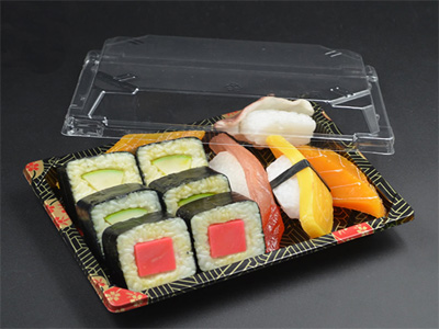 Rechteck-Takeout-Sushi-Tablettplatte mit Abdeckung
